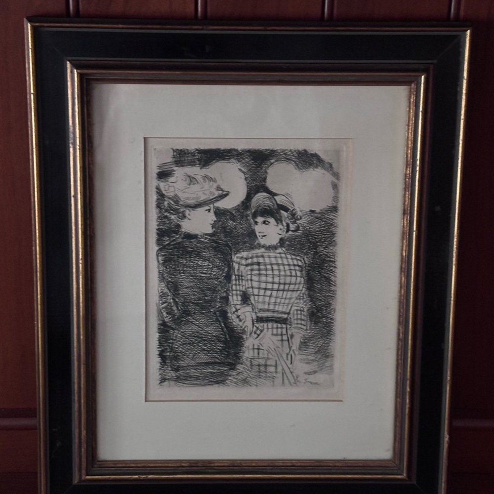 Jean-Louis FORAIN original Belle Epoque Paris etching "A Bullier"